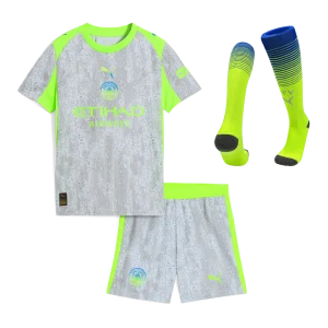 Manchester City Infantil 
 Terceira Conjunto (Camisa+Shorts+Meias) 2025/26 Cinza