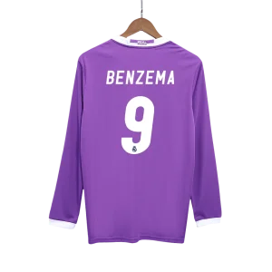 Camisola BENZEMA #9 Real Madrid Retro Fora Manga Comprida 2016/17