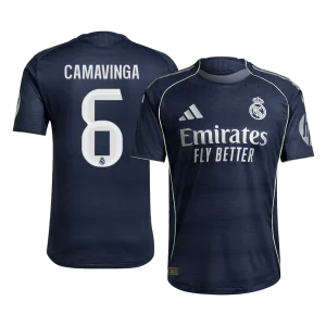 Jogador CAMAVINGA #6 Real Madrid Fora Futebol Camisas 2025/26 Marinha