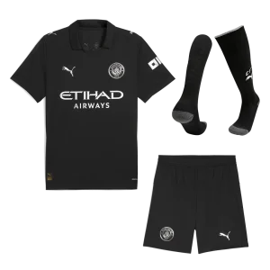 Manchester City Fora Camisa Conjunto(Camisa+Calções+Meias) 2025/26 Preto