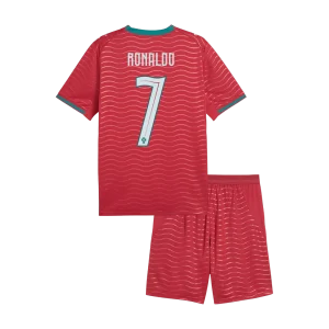 RONALDO #7 Portugal Infantil Casa Copa do Mundo Conjunto(Camisa+Calção) 2026 Vermelho