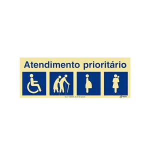 Sinal de Atendimento Prioritário - PVC Opaco 200x70mm