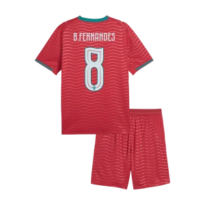 B. FERNANDES #8 Portugal Infantil Casa Copa do Mundo Conjunto(Camisa+Calção) 2026 Vermelho