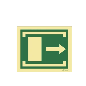 Sinalética Porta de Emergência. Deslize para Abrir - Seta para a Direita - E0400