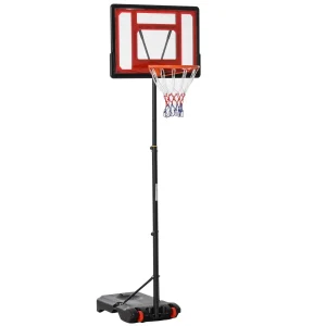 Tabela de Basquetebol vermelho e preto ajustável de 160-210cm - Homcom