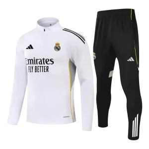 Real Madrid Infantil Zíper Moletom Conjunto (Top+Pants) 2025/26 Branco